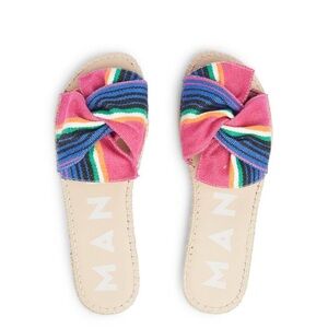 Manebi Multicolor Espadrilles Slide Sandal with Knot Size 38 (US Sz 8) Coastal